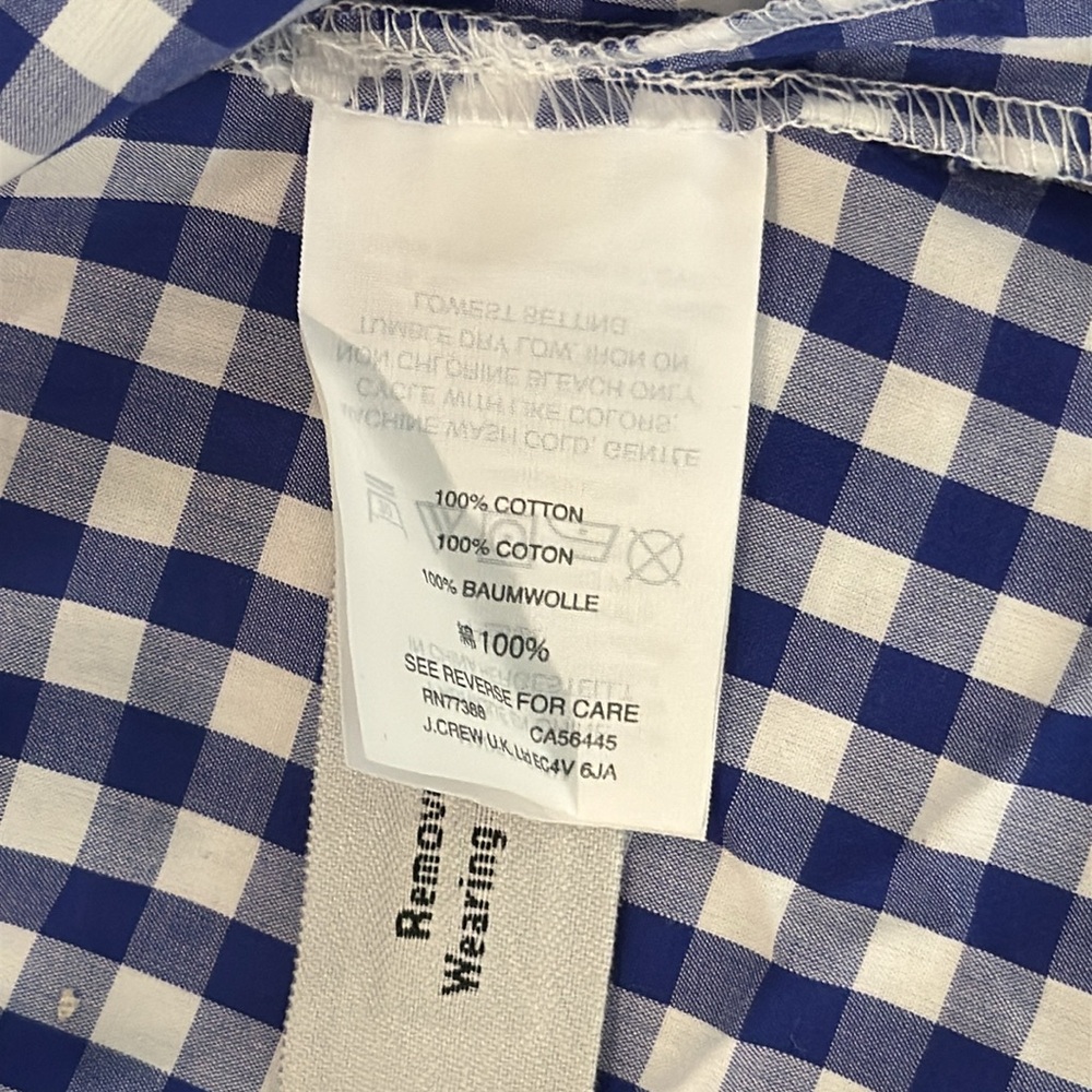 J Crew Off the Shoulder Blue White Gingham Top - Picture 9 of 9